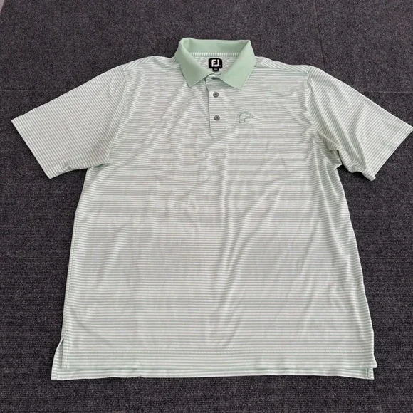 FootJoy Polo Shirt Mens XL Extra‎ Large Green Striped Short Sleeve Golf Casual - Picture 2 of 10